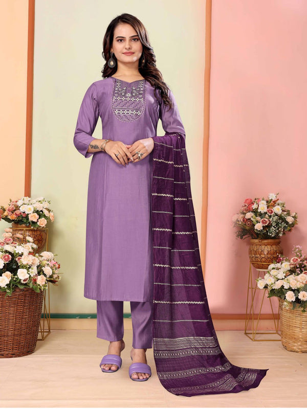 Levender Art Silk Pant Suit 191324